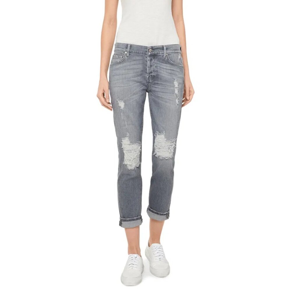 7 For All Mankind Josefina New‎ York Gray Distressed jeans